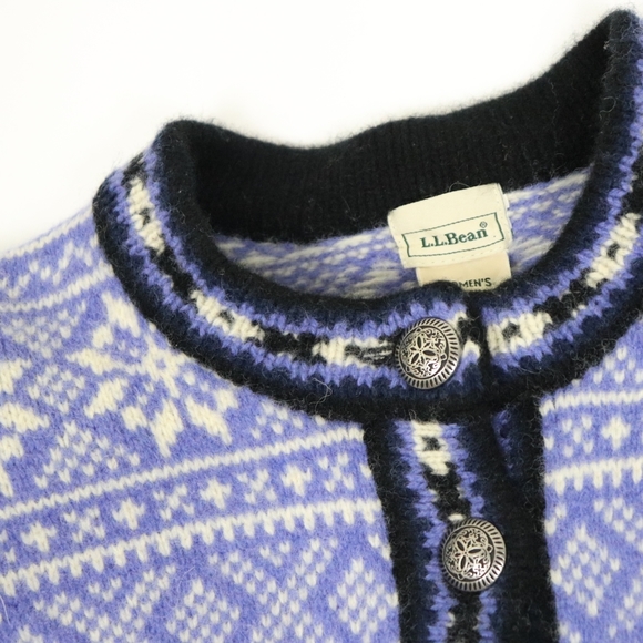 L.L.Bean purple nordic Fair Isle merino sweater - Picture 5 of 8